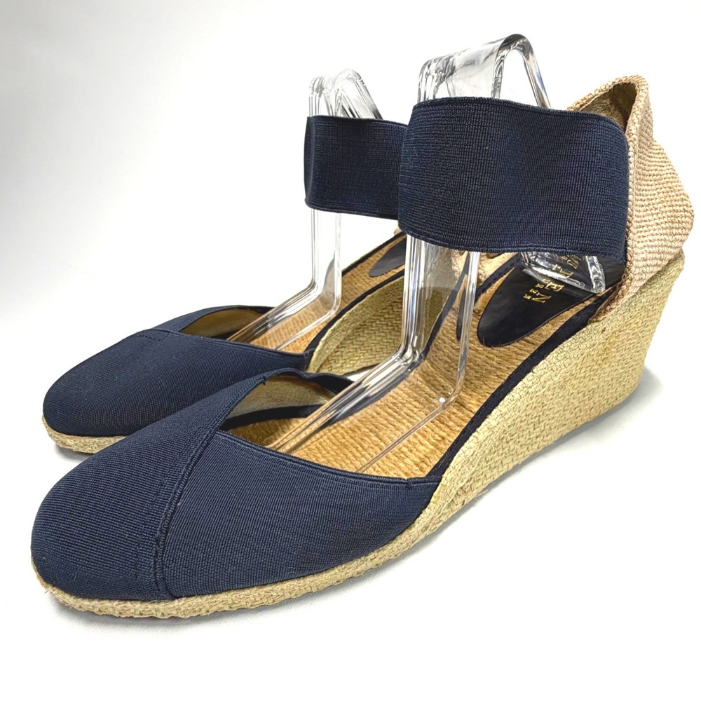 Lauren Ralph Lauren Espadrille Wedges Navy Elastic Womens 10